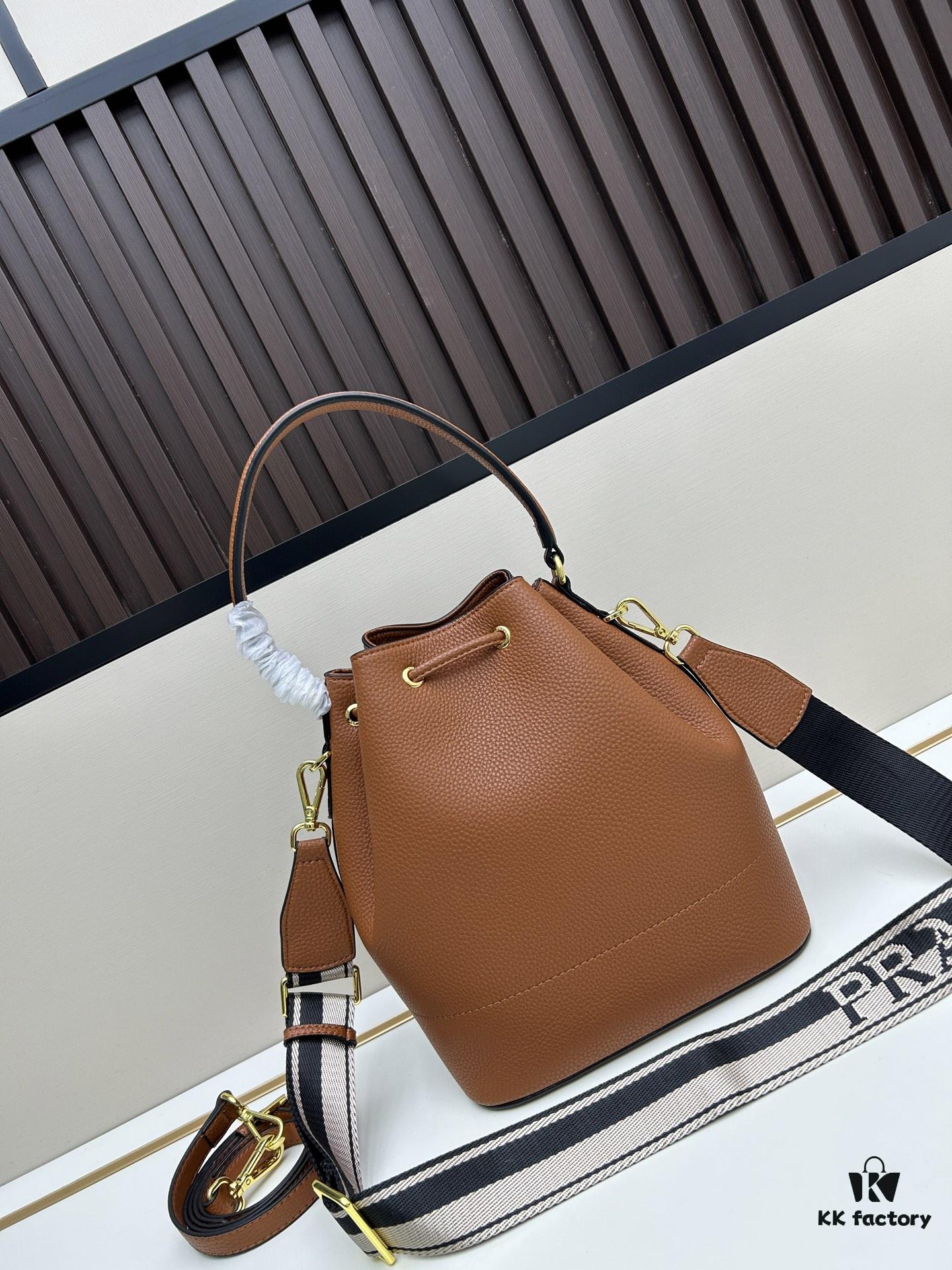 6930b9676e68136f4d9ae53a Prada New Arrival, Calfskin Leather with Pebbled Texture, Comes with Two Shoulder Straps – One Leather Strap and One Colorful Woven Strap for Stylish Versatility