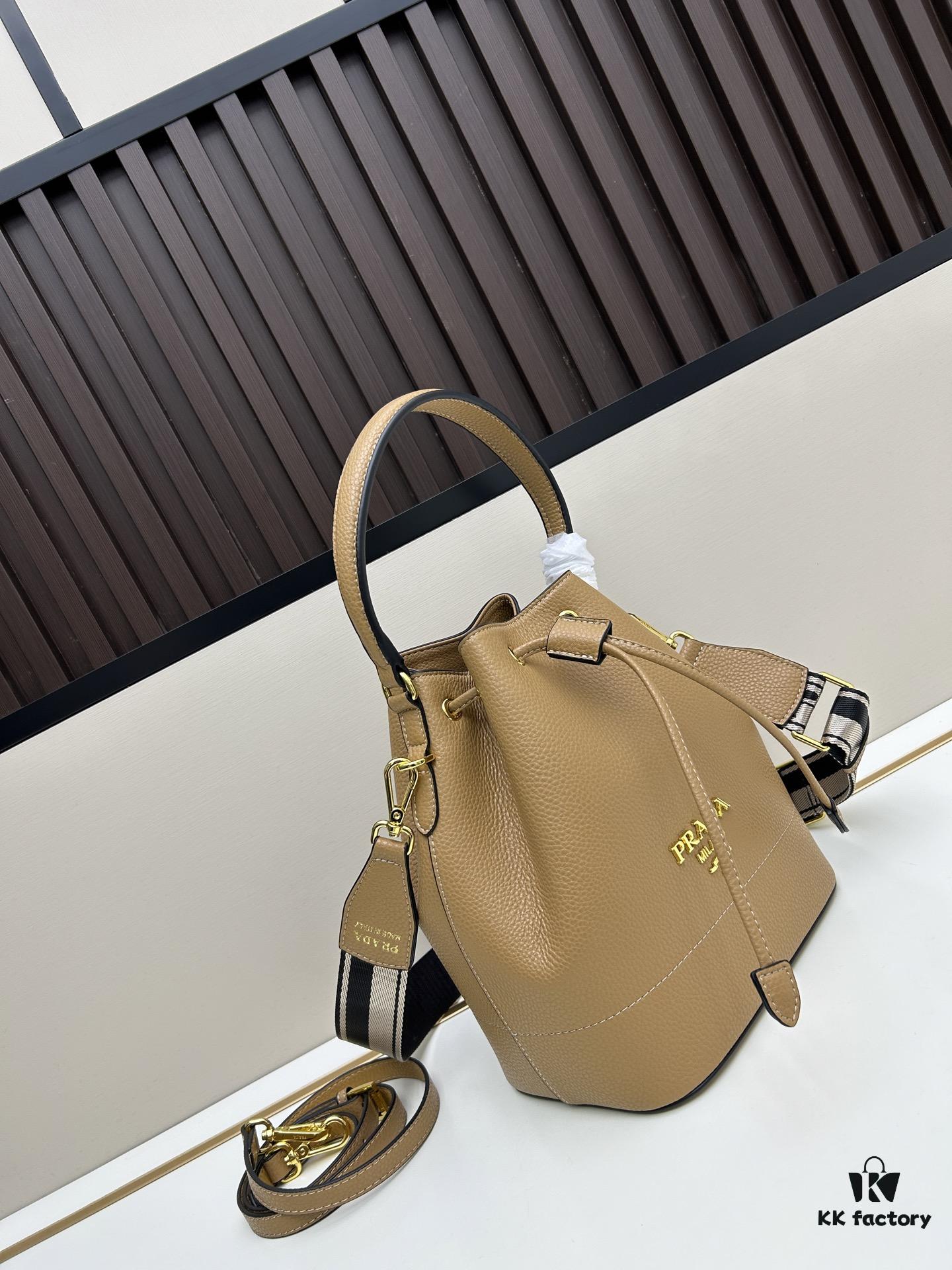 6930b9696e68136f4d9ae53c Prada New Arrival, Calfskin with Lychee Texture, Dual Strap Design, Leather and Colorful Woven Strap, Stylish and Practical Top Handle Crossbody Bag
