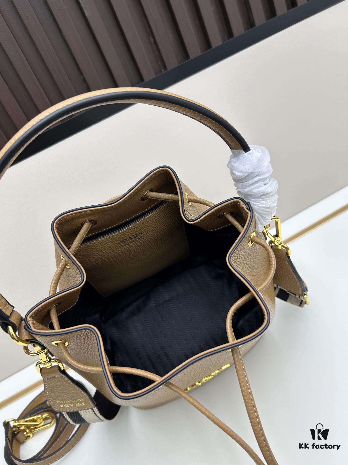 6930b96d6e68136f4d9ae541 Prada New Arrival, Calfskin with Lychee Texture, Dual Strap Design, Leather and Colorful Woven Strap, Stylish and Practical Top Handle Crossbody Bag