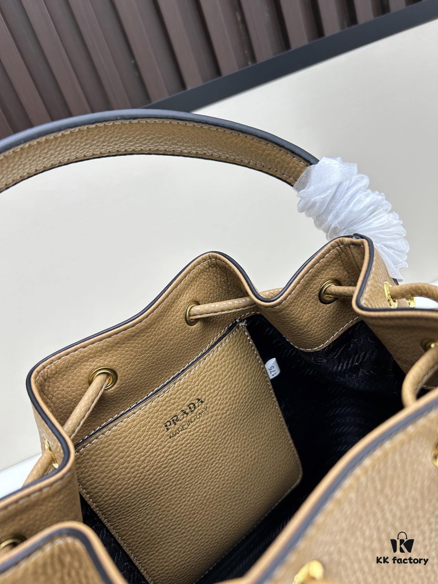 6930b96d6e68136f4d9ae543 Prada New Arrival, Calfskin with Lychee Texture, Dual Strap Design, Leather and Colorful Woven Strap, Stylish and Practical Top Handle Crossbody Bag