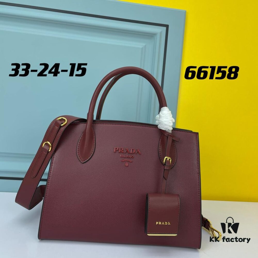 6930b9776e68136f4d9ae551 High-Quality Counter Product PRADA #66158 Premium Imported Coarse Cross Cowhide with Calfskin, 175 OEM Code, Enamel Same-Color Logo Pendant, Classic and Uniquely Elegant