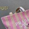 6930b9796e68136f4d9ae559 Prada Woven Straw Letter Bag in Black, Beige, Pink, Blue - Vacation Style Cute Handheld Bag with Triangular Logo