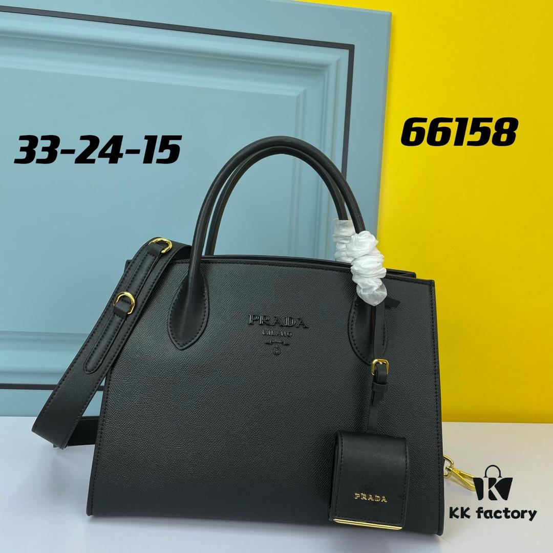 6930b97a6e68136f4d9ae55a High-Quality Genuine PRADA #66158 Handbag in Imported Coarse Cross Cowhide and Calfskin