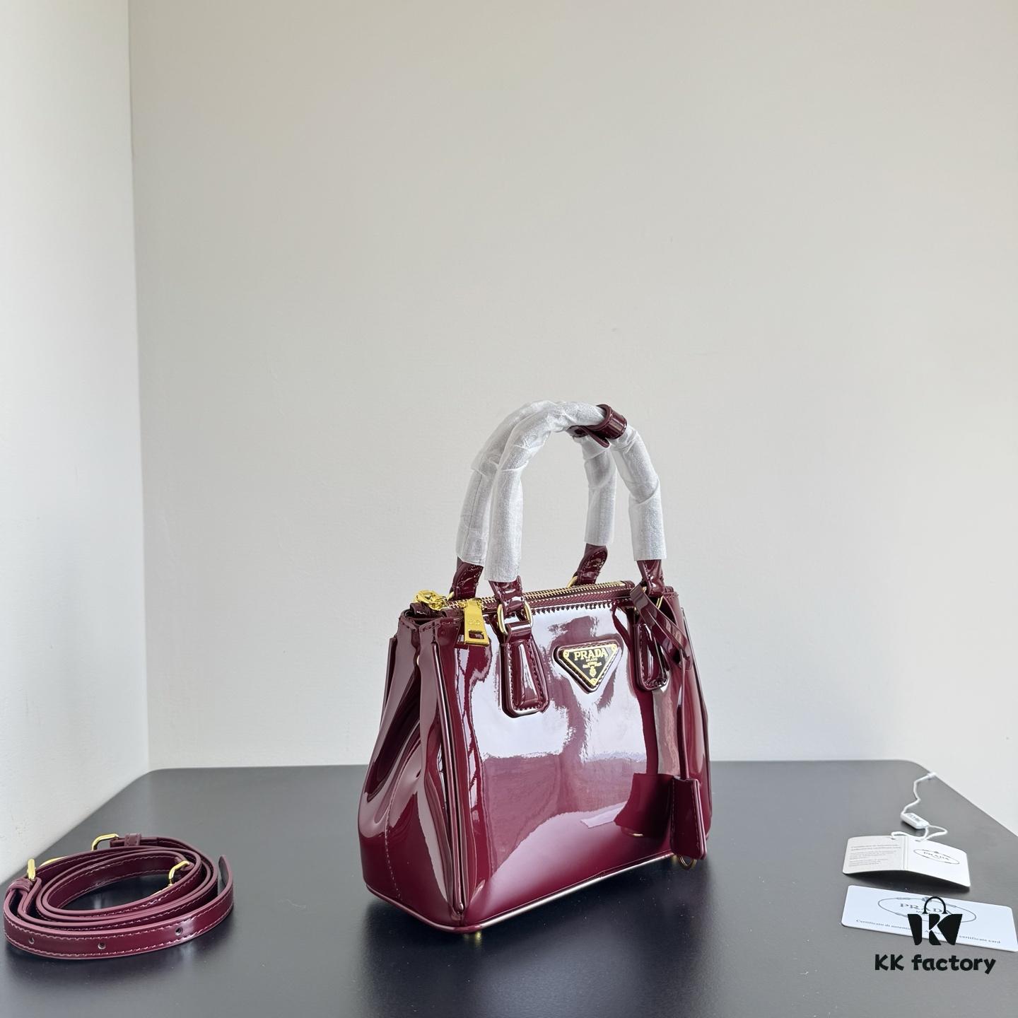 Prada Patent Leather Top Handle Crossbody Bag