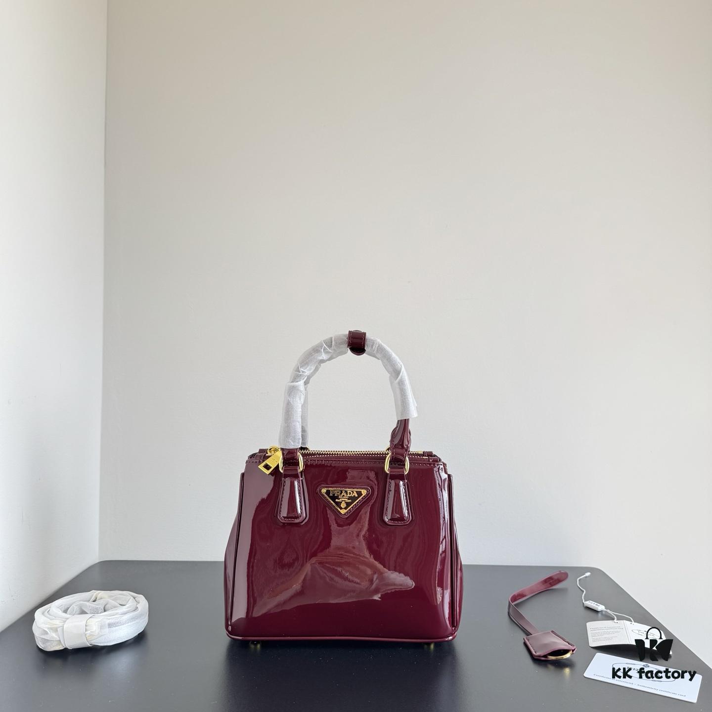 Prada Patent Leather Top Handle Crossbody Bag