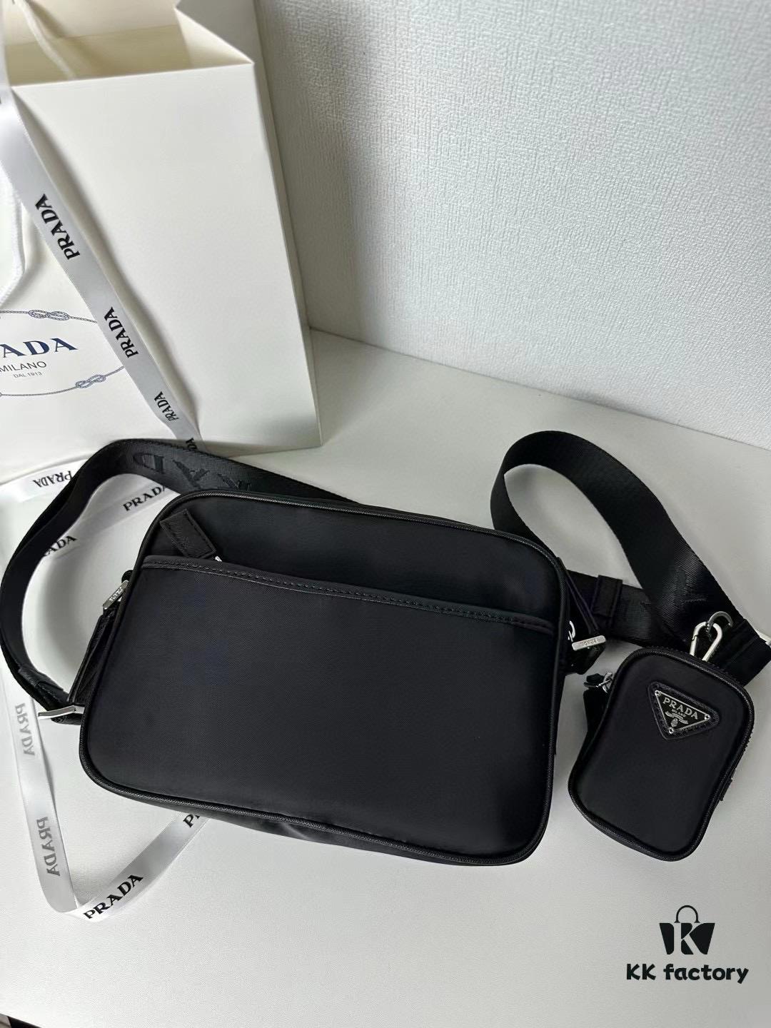 PRADA Imported Parachute Fabric with Leather Trimming