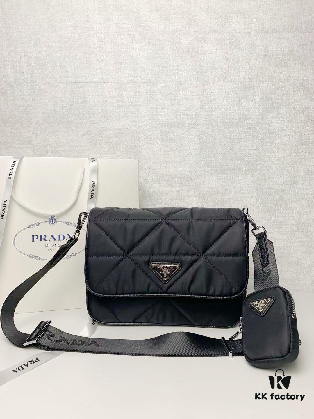 PRADA Imported Parachute Fabric with Leather Trim