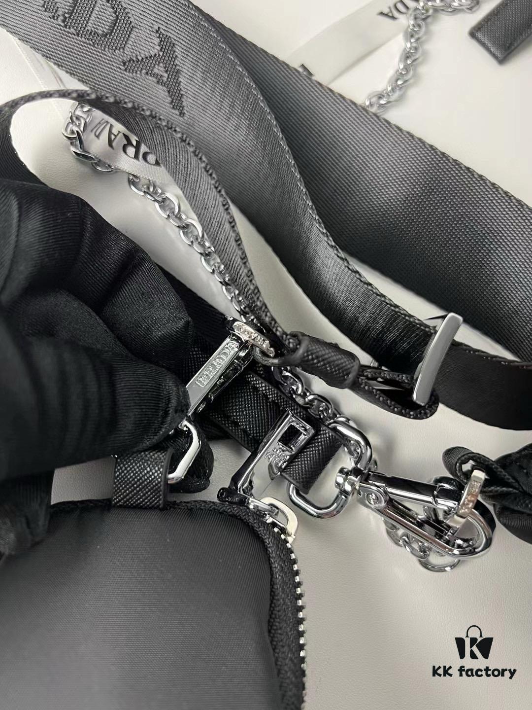 PRADA Imported Parachute Fabric with Leather Trim