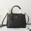 6930b9ea6e68136f4d9ae611 House Super Hot Killer Bag, Saffiano Leather, Dual Top Handles, Detachable Adjustable Leather Shoulder Strap, Gold-Tone Hardware, Triangle Logo with Metal Lettering on Leather, Snap Button Closure on Side, Two Outer Zip Pockets, Three Interior Pockets Including One with Zipper, Prada-Branded Lining