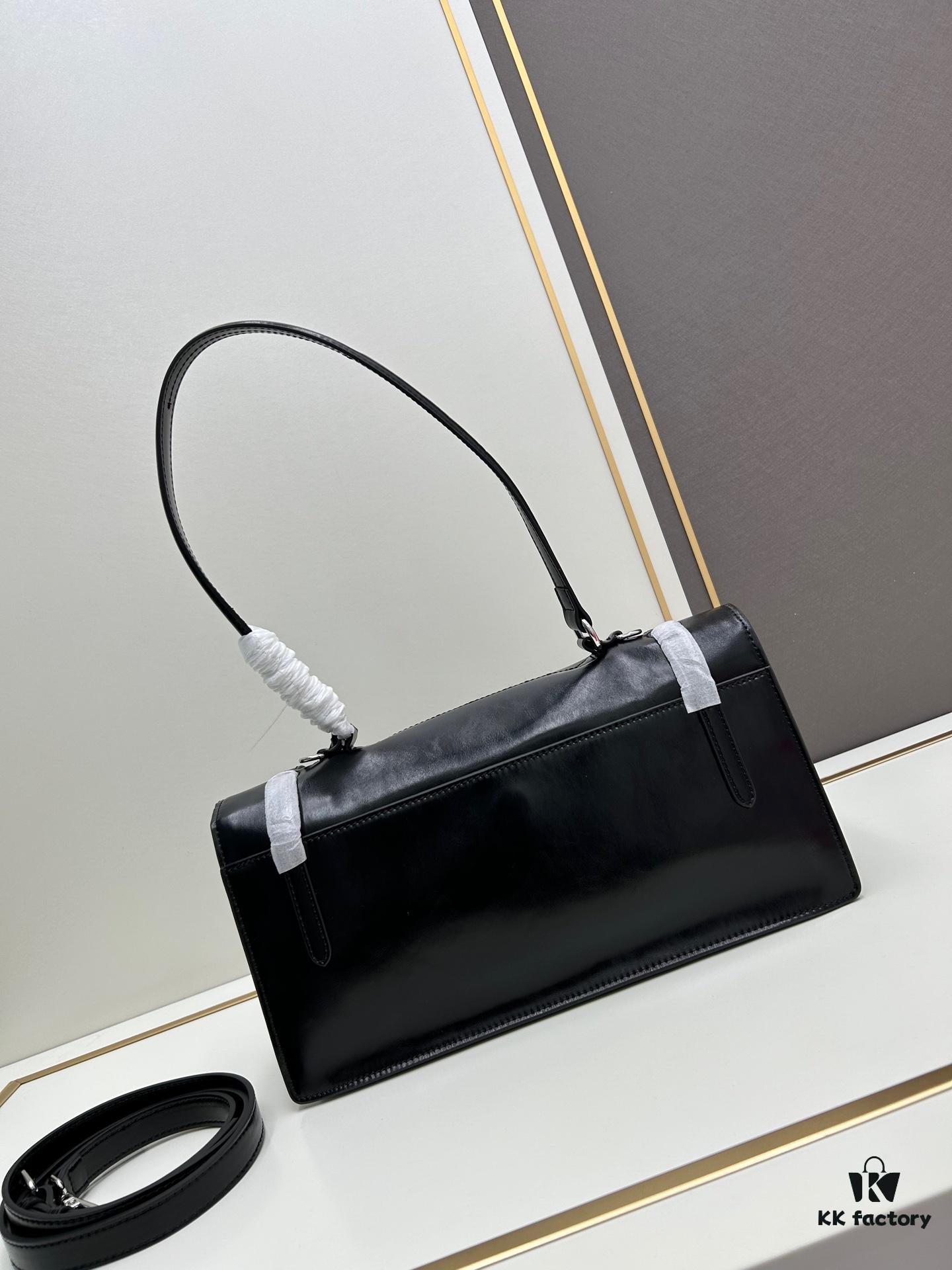 PRADA New Arrival 🎉 (All-Leather Series) [Original Order Quality with Matching Store Hardware] Full-Grain Waxed Cowhide
