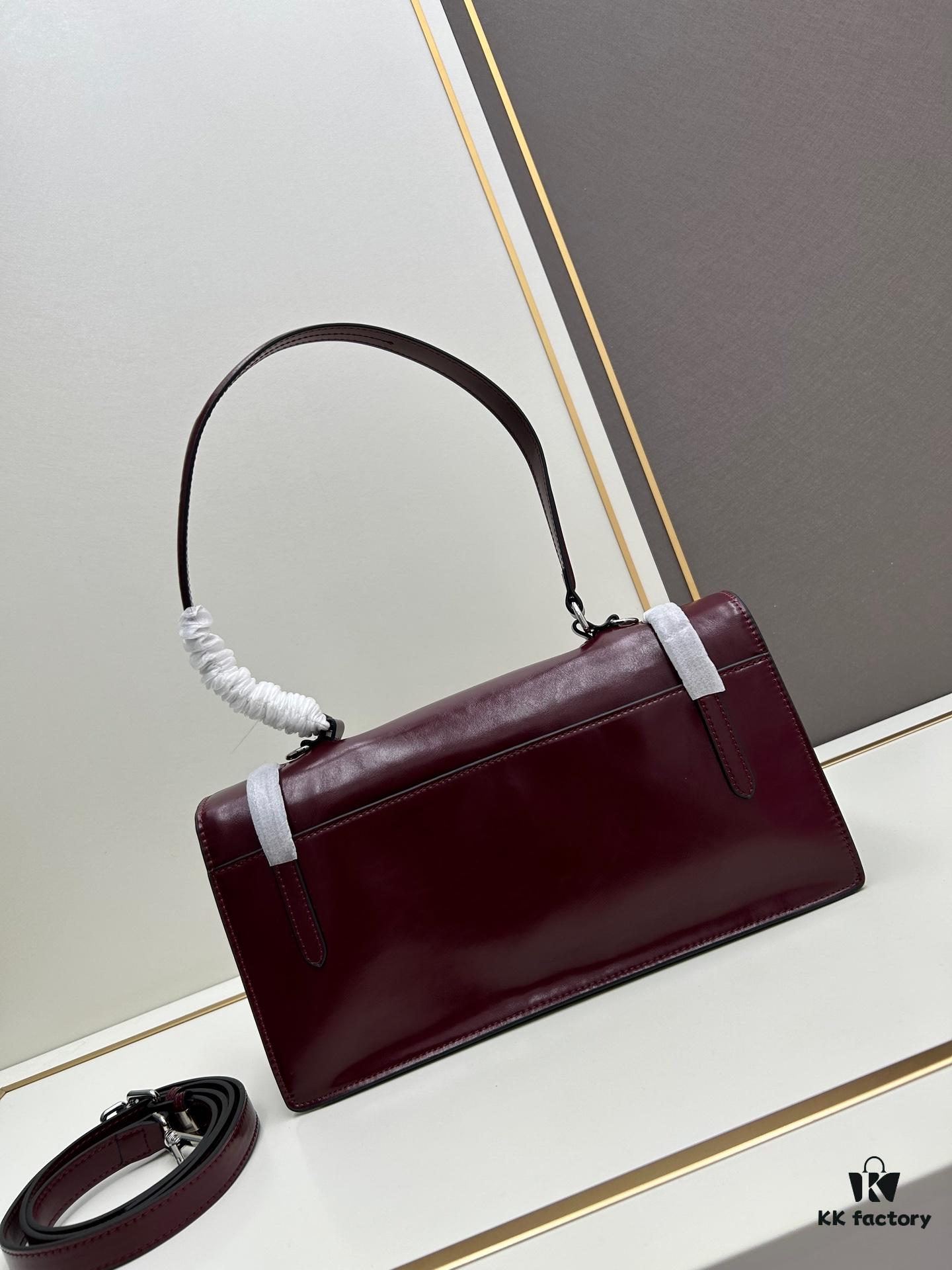 PRADA New Arrival 🎉 (All-Leather Series) [Original Order Quality with Matching Store Hardware] Full-Grain Waxed Cowhide