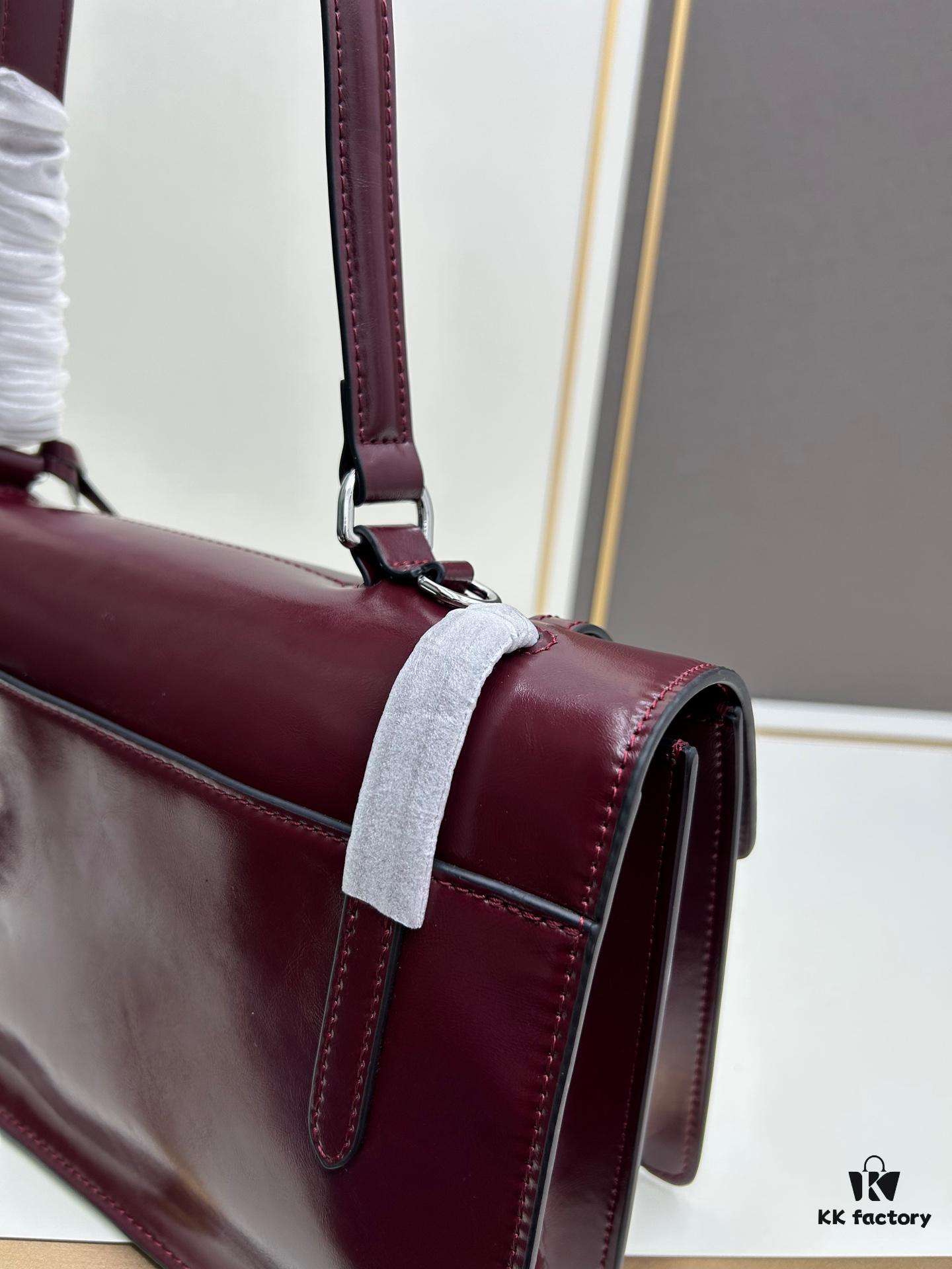 PRADA New Arrival 🎉 (All-Leather Series) [Original Order Quality with Matching Store Hardware] Full-Grain Waxed Cowhide