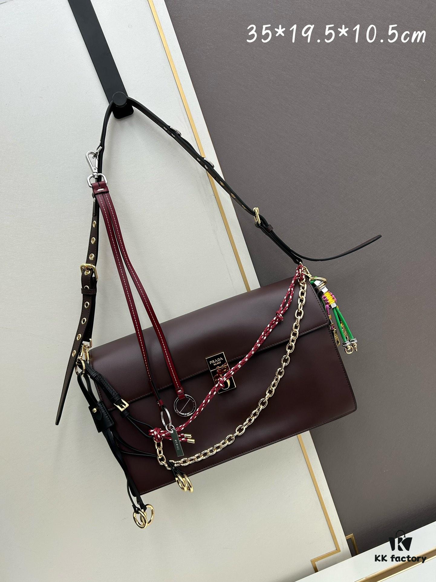 Large PRADA Counter Model with Gift Box, Celebrity Same Style 🎉 Full-Grain Leather [Original Order Quality + Matching Counter Hardware], Soft and Comfortable Touch, Spacious Capacity