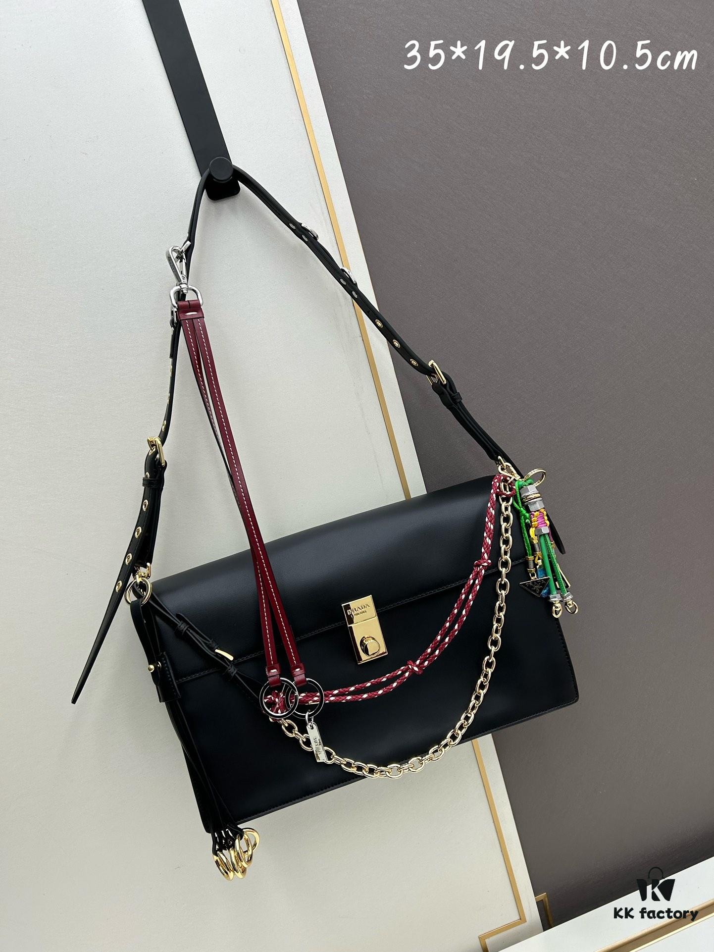 Large PRADA Counter Model with Gift Box, Celebrity Same Style 🎉 Full-Grain Leather [Original Order Quality + Matching Counter Hardware], Soft and Comfortable Touch, Spacious Capacity