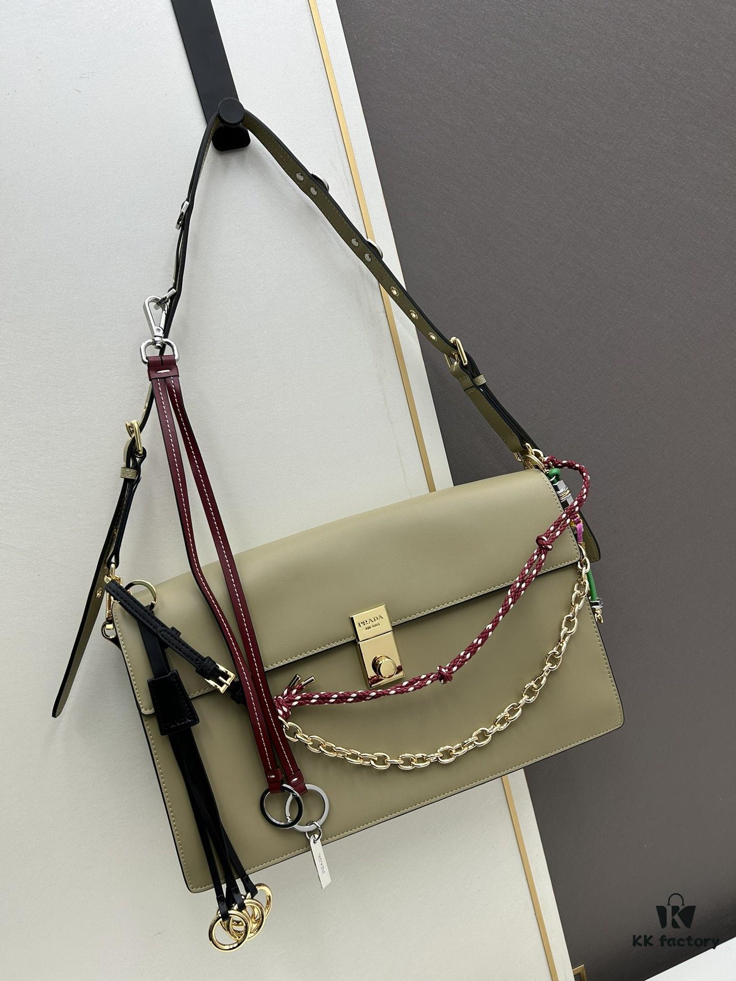 Large PRADA Counter Model with Gift Box, Celebrity Same Style 🎉 Genuine First-Layer Calfskin [Original Order Quality + Matching Counter Hardware], Soft and Comfortable Touch, Spacious Capacity
