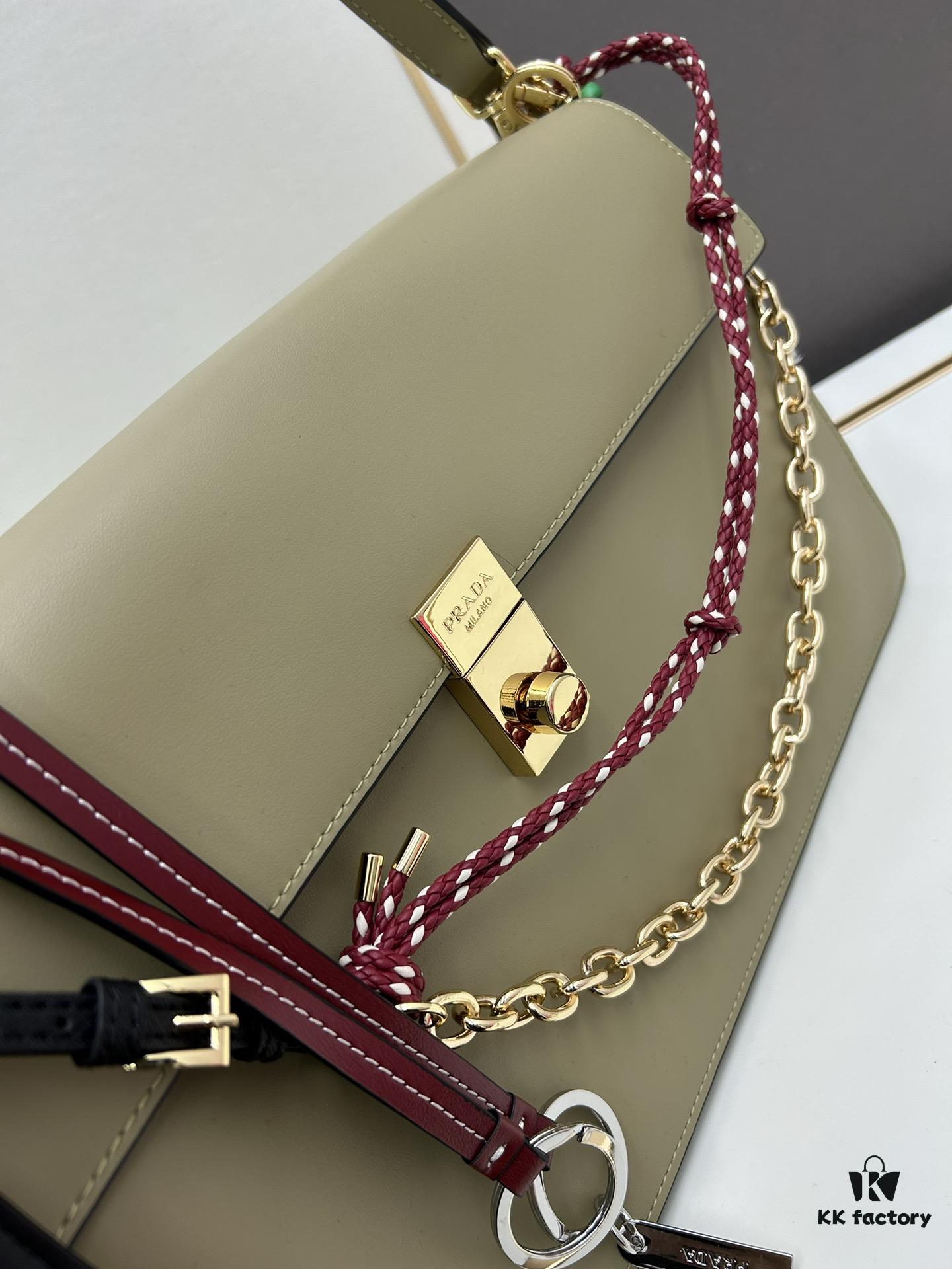 Large PRADA Counter Model with Gift Box, Celebrity Same Style 🎉 Genuine First-Layer Calfskin [Original Order Quality + Matching Counter Hardware], Soft and Comfortable Touch, Spacious Capacity