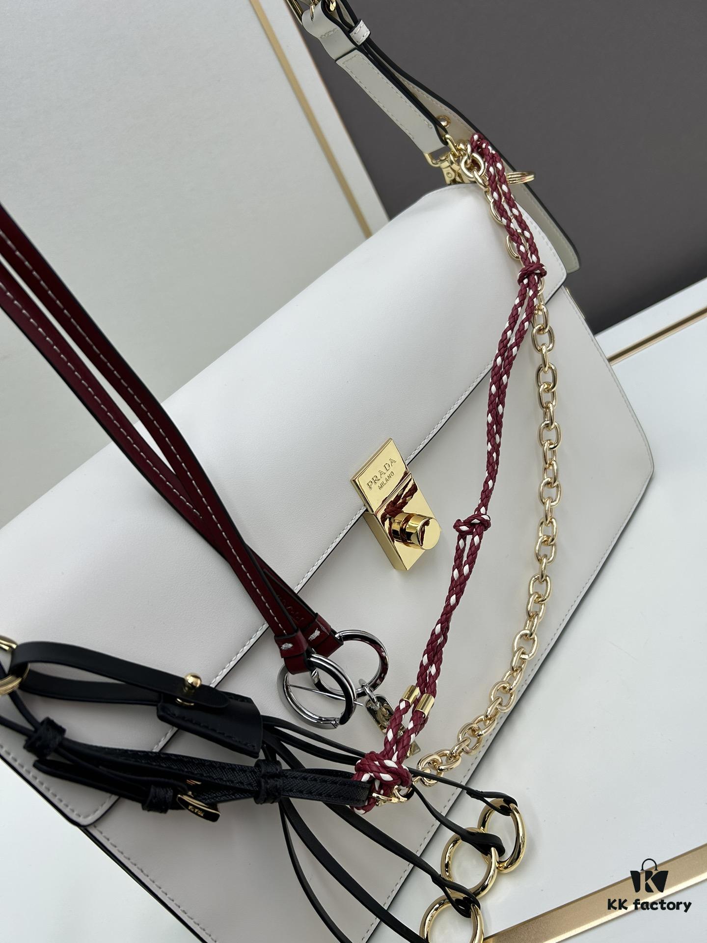 Large PRADA Counter Exclusive with Gift Box, Celebrity Same Style 🎉 Top Grain Leather [Original Order Quality + Matched Counter Hardware]