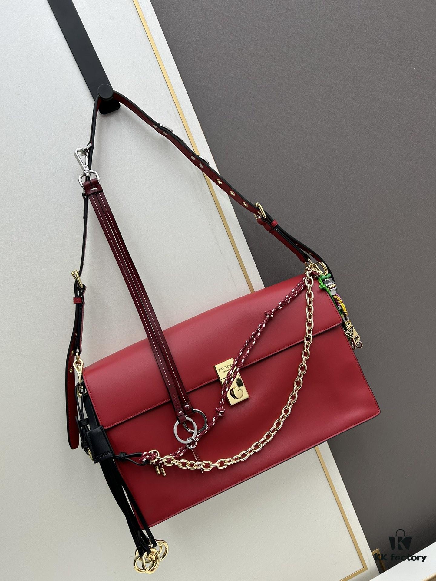 Large PRADA Counter Model with Gift Box, Celebrity Same Style 🎉 Genuine First-Layer Cowhide [Original Order Quality + Matching Counter Metal Hardware], Soft and Comfortable Touch, High Capacity