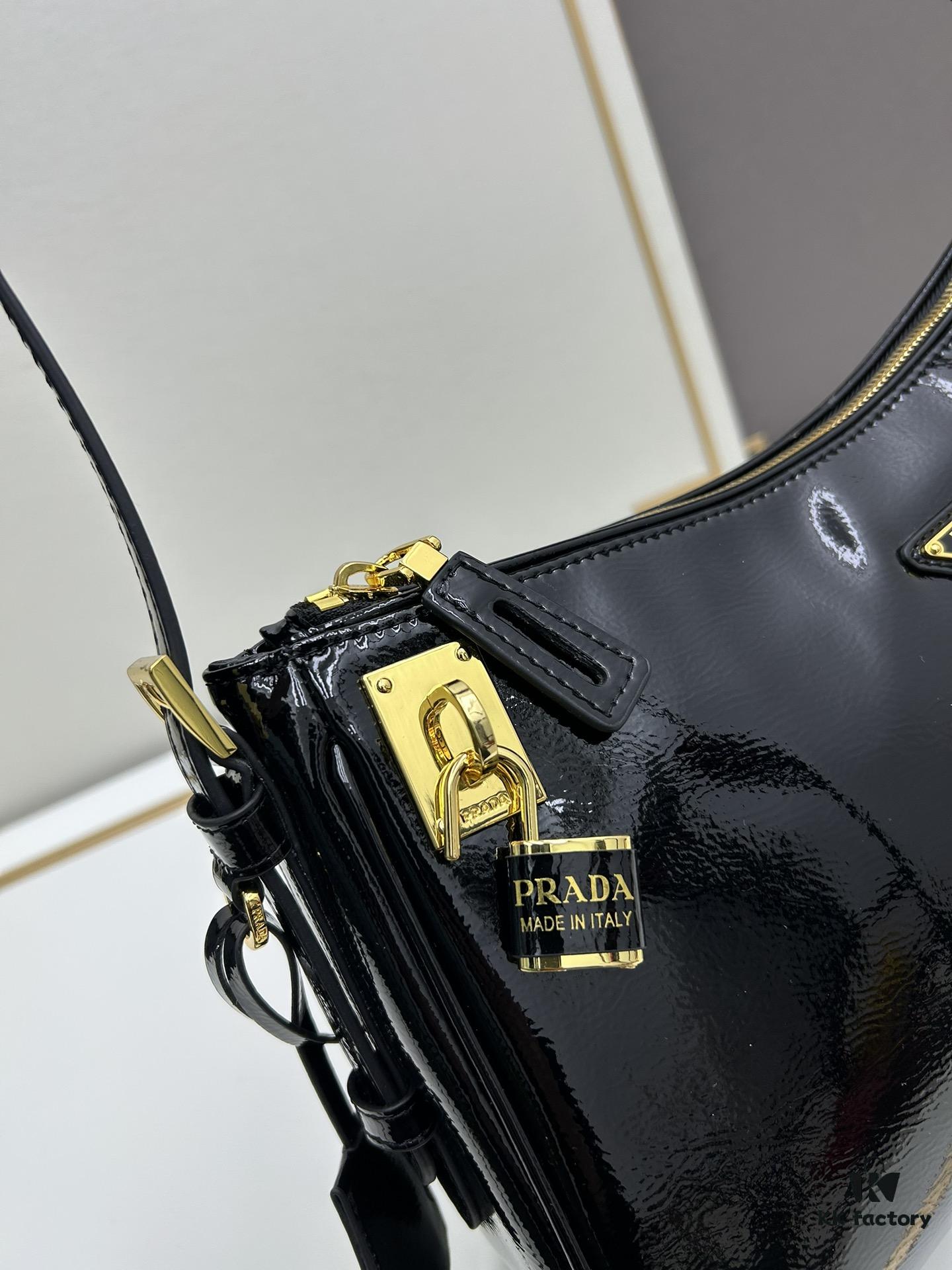 6930bac26e68136f4d9ae76a PRADA New Arrival Genuine Leather Shoulder Bag - Full Top-Grain Wrinkled Lacquer Calfskin & Suede Collection