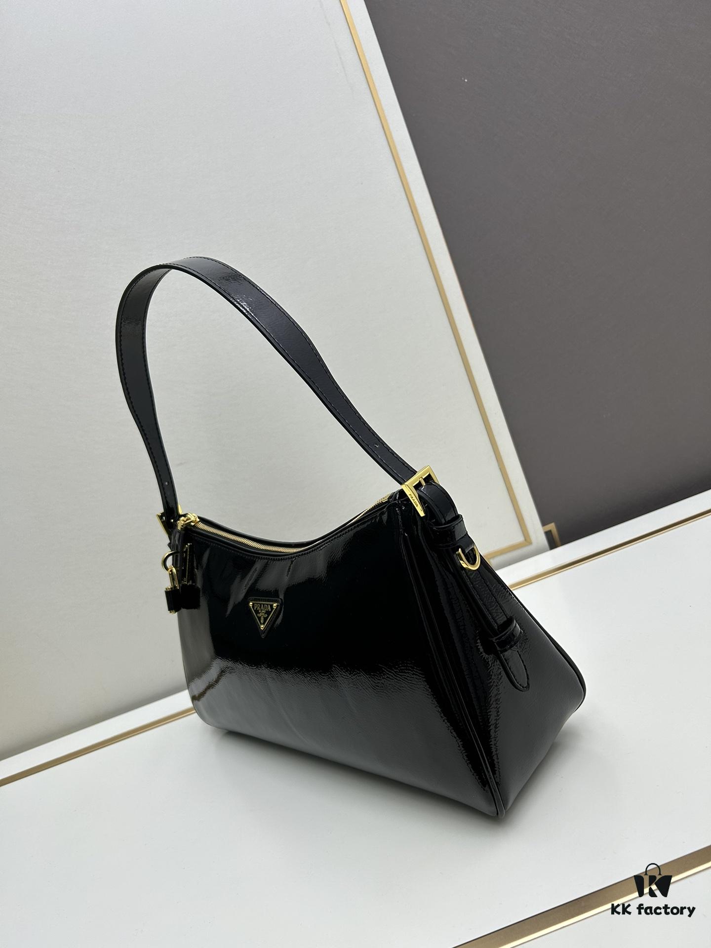 6930bac26e68136f4d9ae76b PRADA New Arrival Genuine Leather Shoulder Bag - Full Top-Grain Wrinkled Lacquer Calfskin & Suede Collection