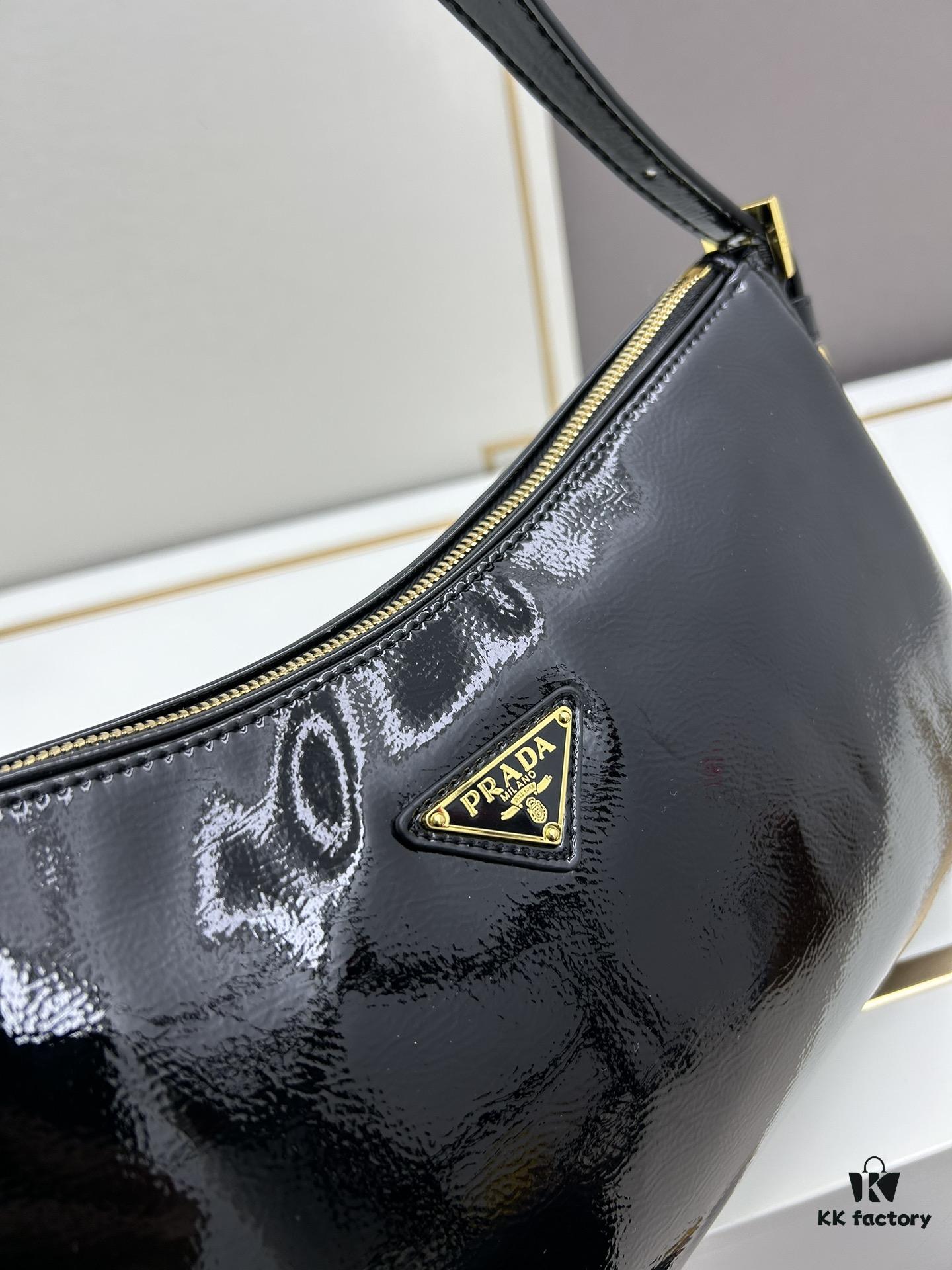 6930bac36e68136f4d9ae770 PRADA New Arrival Genuine Leather Shoulder Bag - Full Top-Grain Wrinkled Lacquer Calfskin & Suede Collection