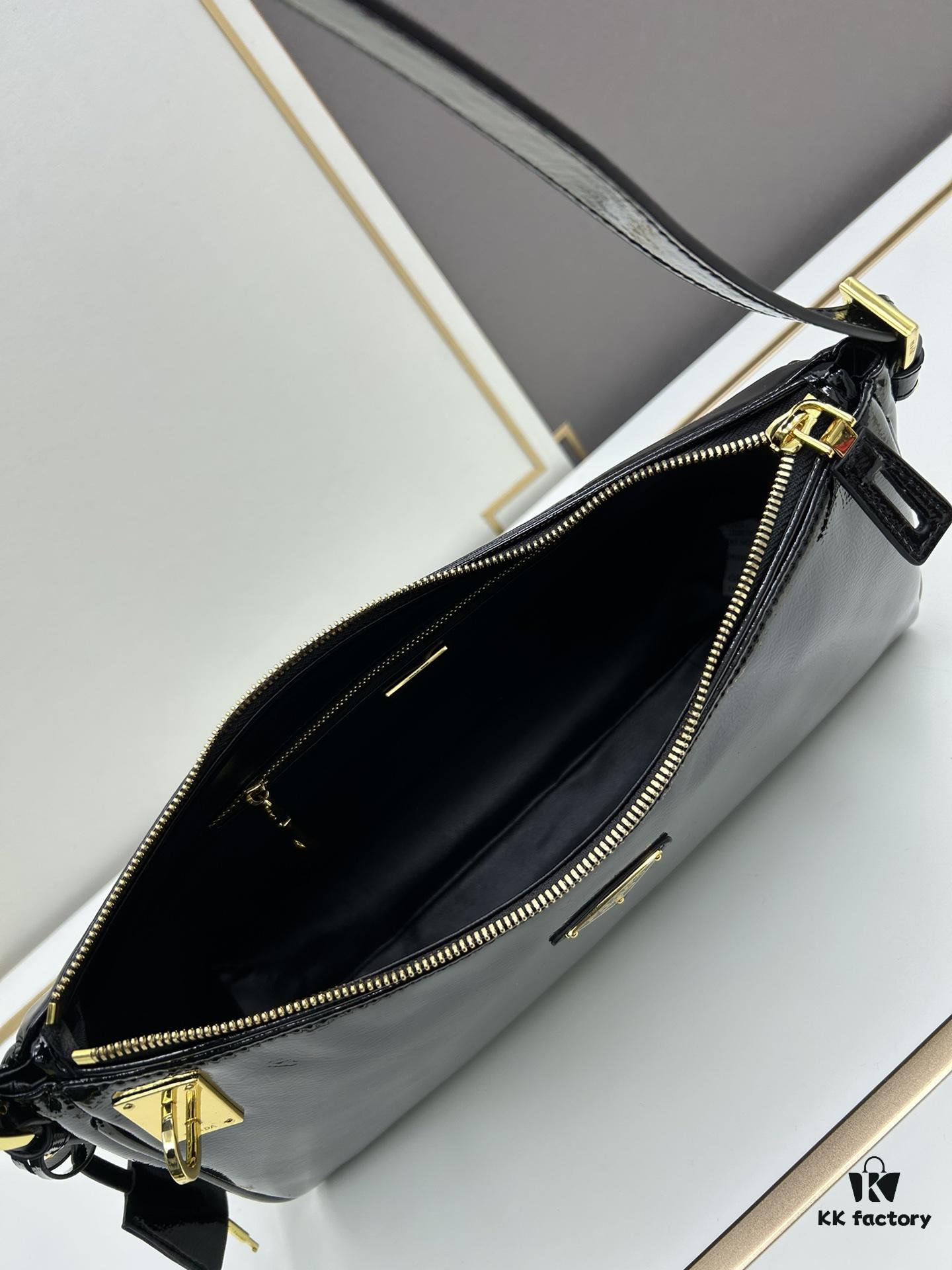 6930bac66e68136f4d9ae773 PRADA New Arrival Genuine Leather Shoulder Bag - Full Top-Grain Wrinkled Lacquer Calfskin & Suede Collection