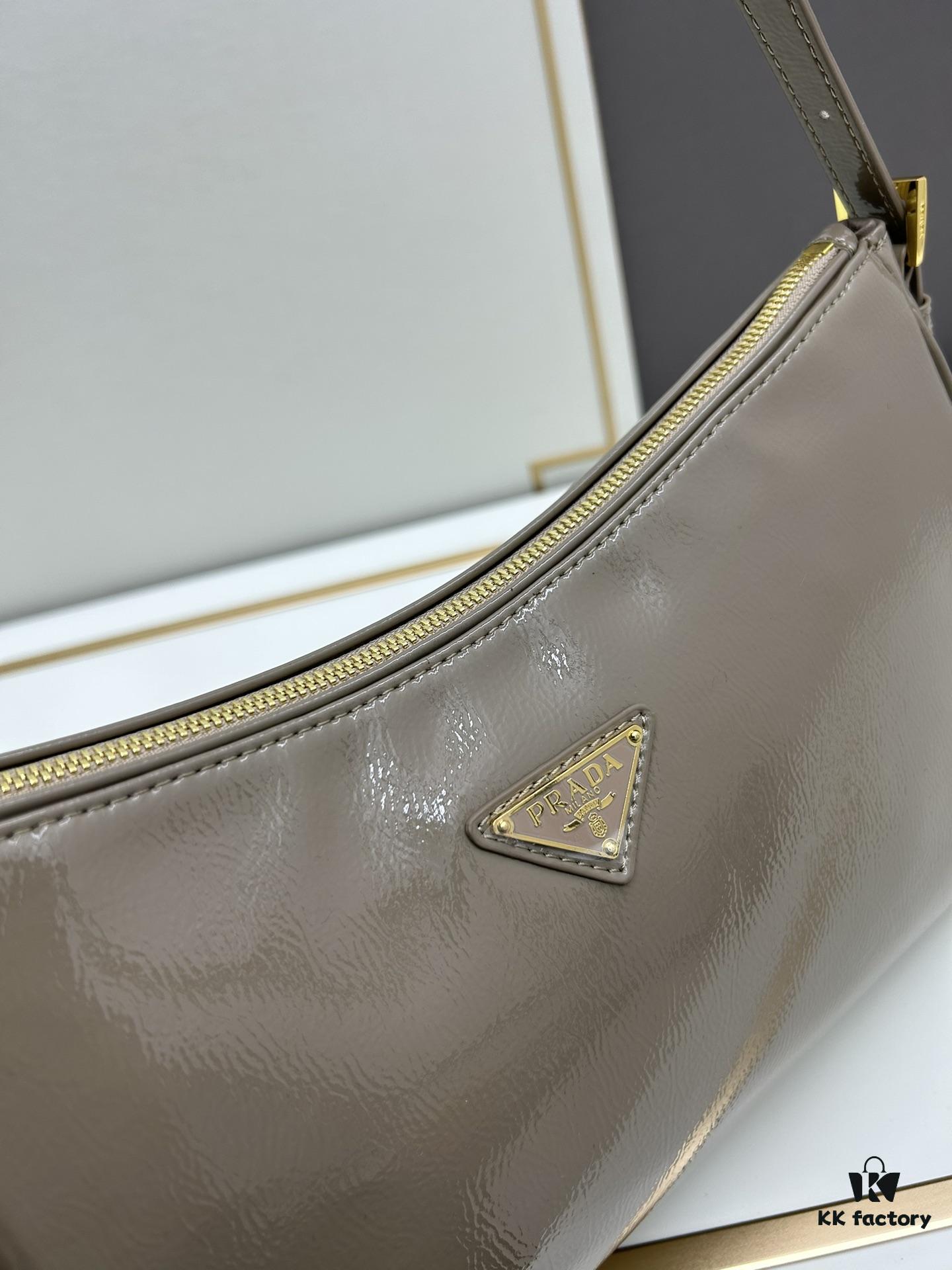 PRADA New Arrival Genuine Leather Shoulder Bag - Full Grain Wrinkled Lacquer Calfskin & Suede Collection