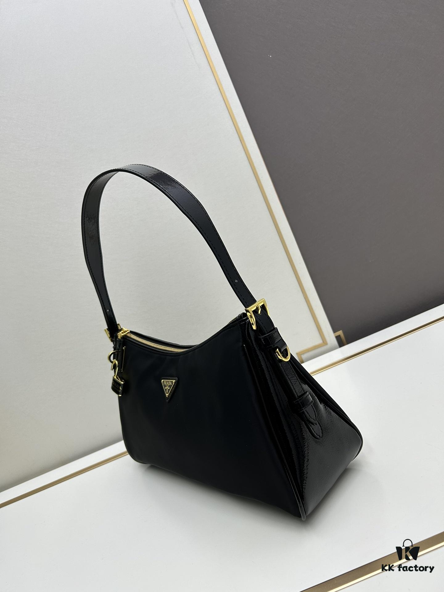 6930bacf6e68136f4d9ae785 PRADA New Arrival Genuine Leather Crossbody Bag - Full Top-Grain Wrinkled Lacquer Cowhide & Suede, Enamel Triangle Logo, Adjustable Handle, Detachable Keychain