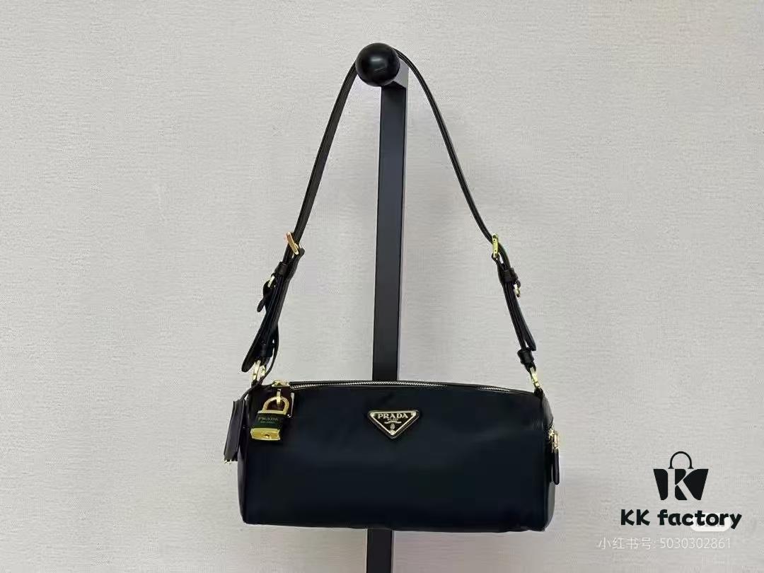 6930bad36e68136f4d9ae78c PRADA New Arrival Original Quality Full-Grain Crinkled Calfskin & Suede Lock Bag with Gold-Tone Hardware