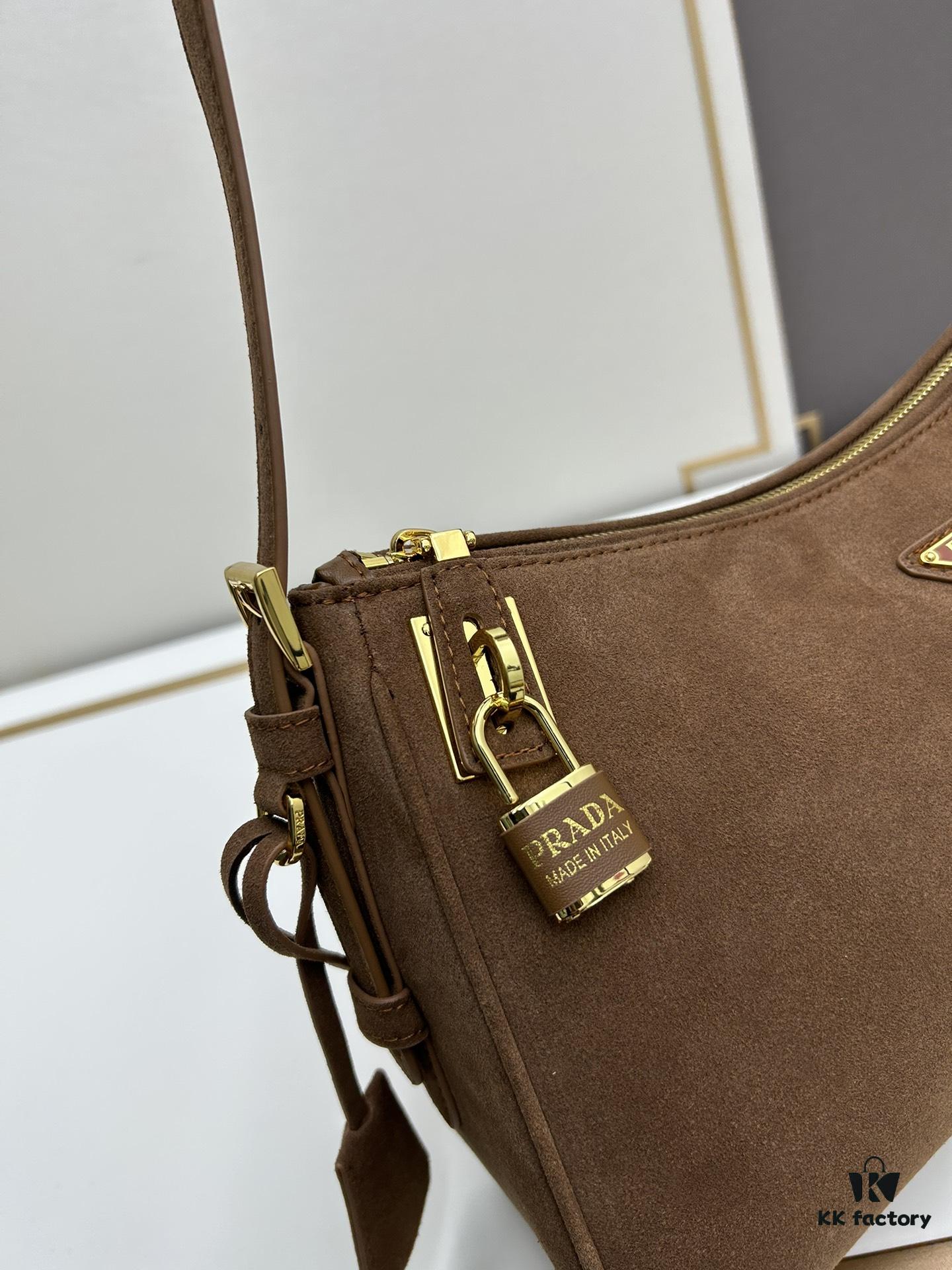 6930bad66e68136f4d9ae792 PRADA New Arrival Genuine Leather Shoulder Bag - Full Top Grain Wrinkled Lacquer Cowhide & Suede Closure Bag