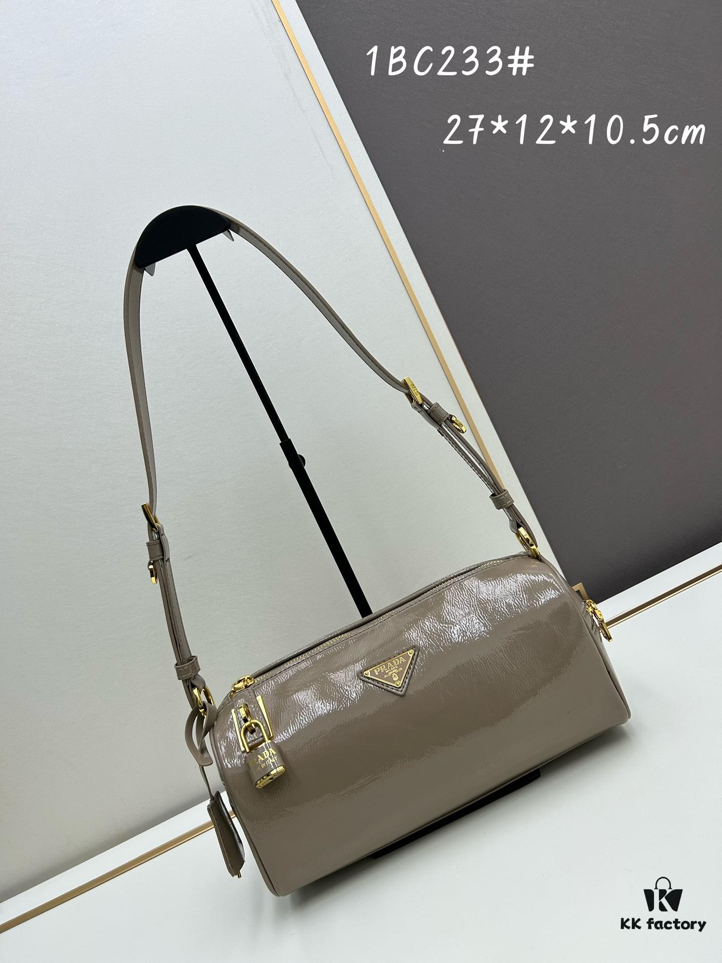 6930bada6e68136f4d9ae797 PRADA New Arrival Genuine Full-Grain Wrinkled Lacquer Calfskin & Suede Shoulder Bag - Original Quality, Matching Store Hardware