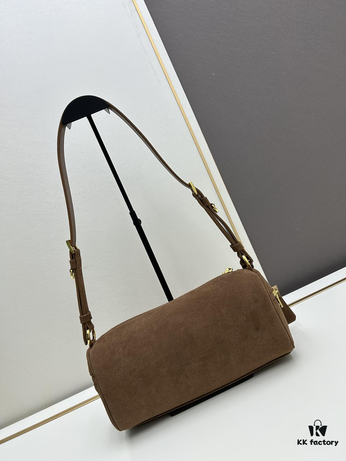 6930badb6e68136f4d9ae79c PRADA New Arrival Original Quality Full-Grain Wrinkled Lacquer Calfskin and Suede Lock Bag with Gold-Tone Hardware