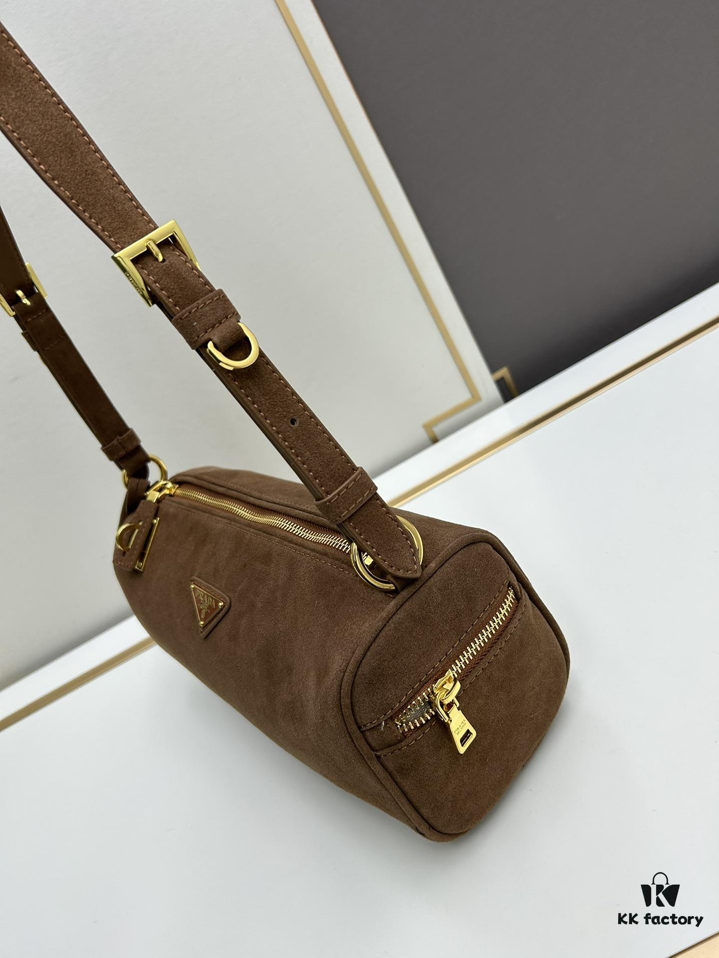 6930badc6e68136f4d9ae79d PRADA New Arrival Original Quality Full-Grain Wrinkled Lacquer Calfskin and Suede Lock Bag with Gold-Tone Hardware