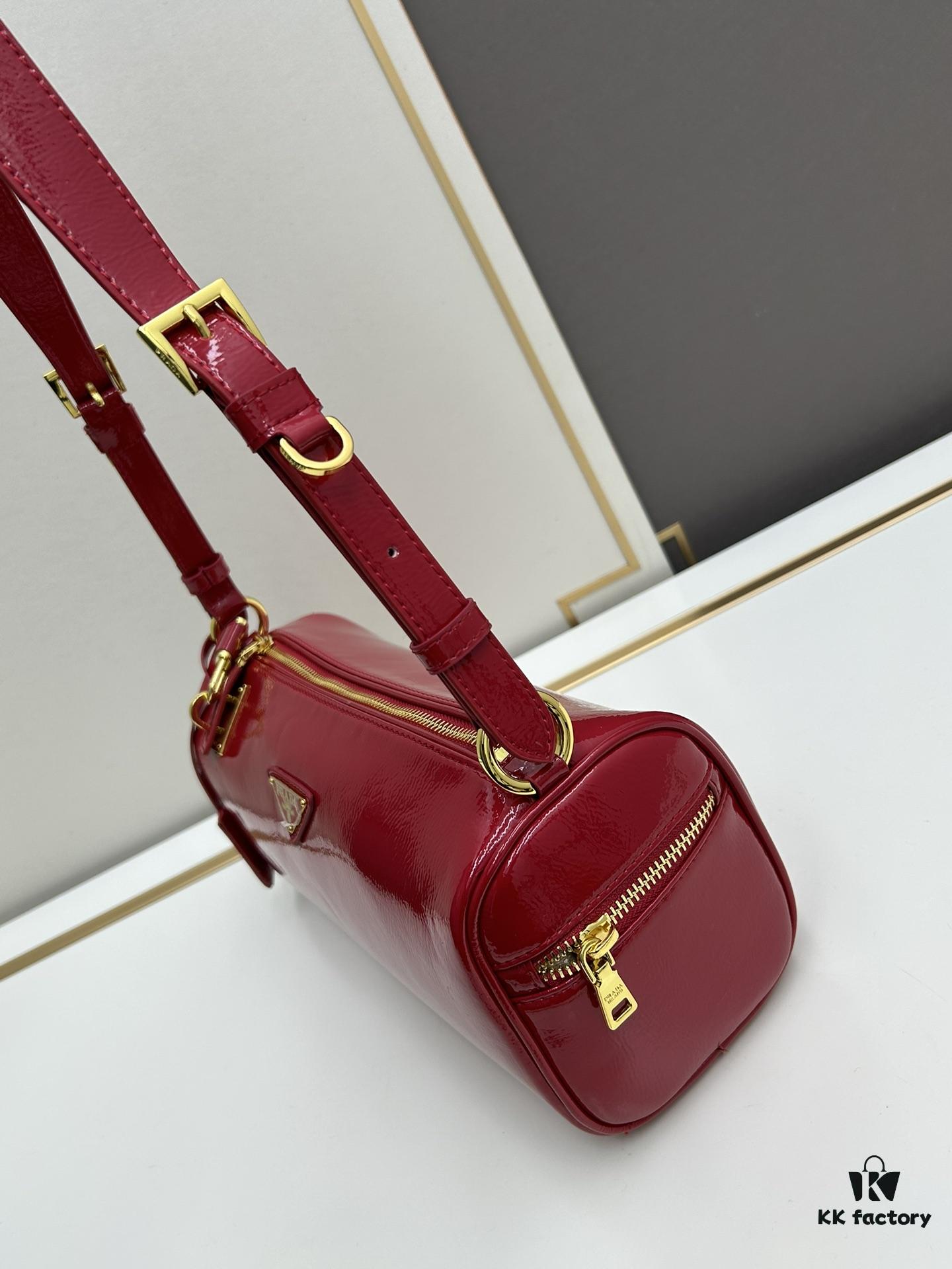 6930bae16e68136f4d9ae7a4 PRADA Genuine Full-Grain Wrinkled Lacquer Calfskin & Suede Shoulder Bag - Original Order Quality with Matching Store Hardware
