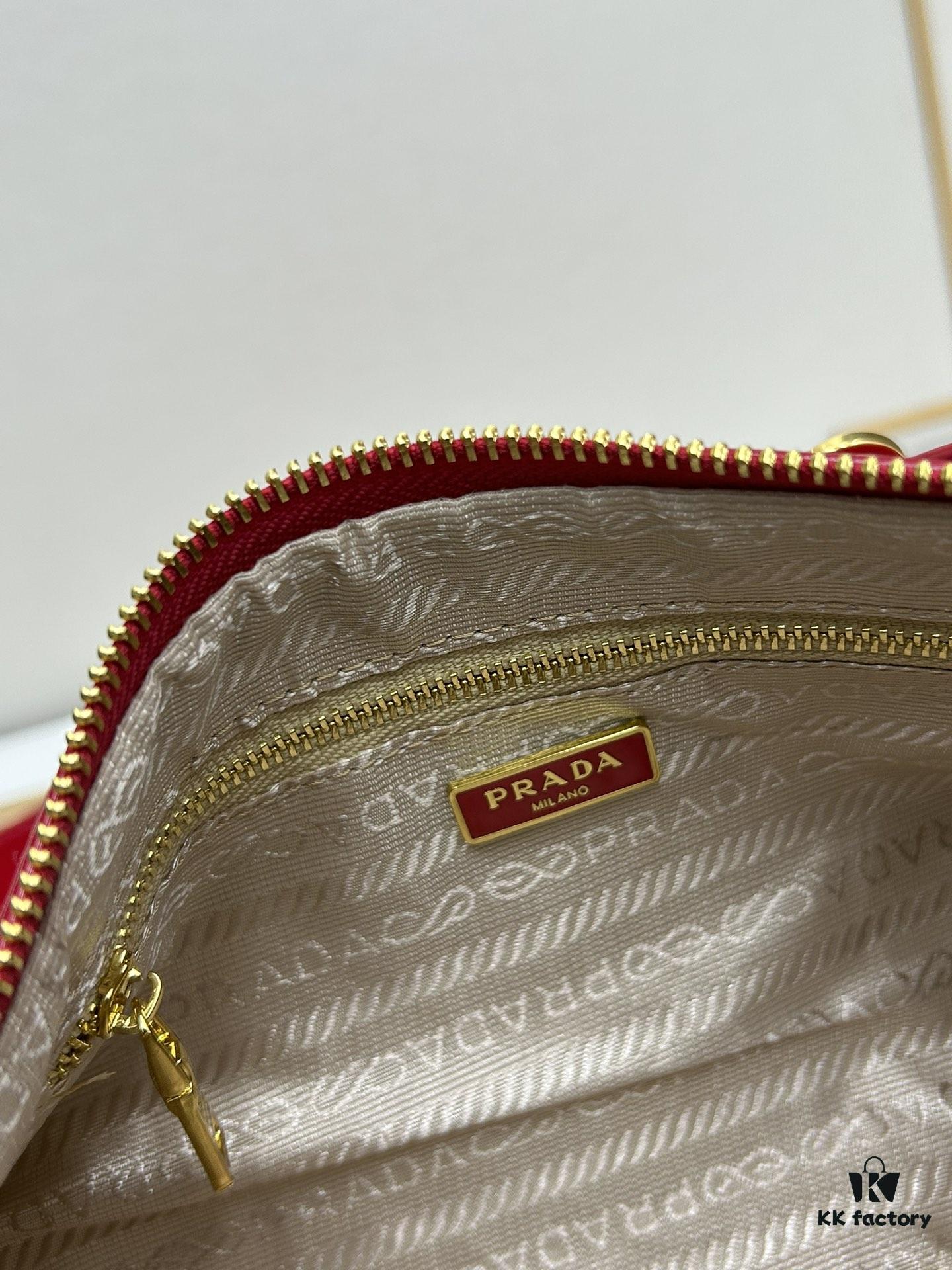 6930bae56e68136f4d9ae7a9 PRADA Genuine Full-Grain Wrinkled Lacquer Calfskin & Suede Shoulder Bag - Original Order Quality with Matching Store Hardware