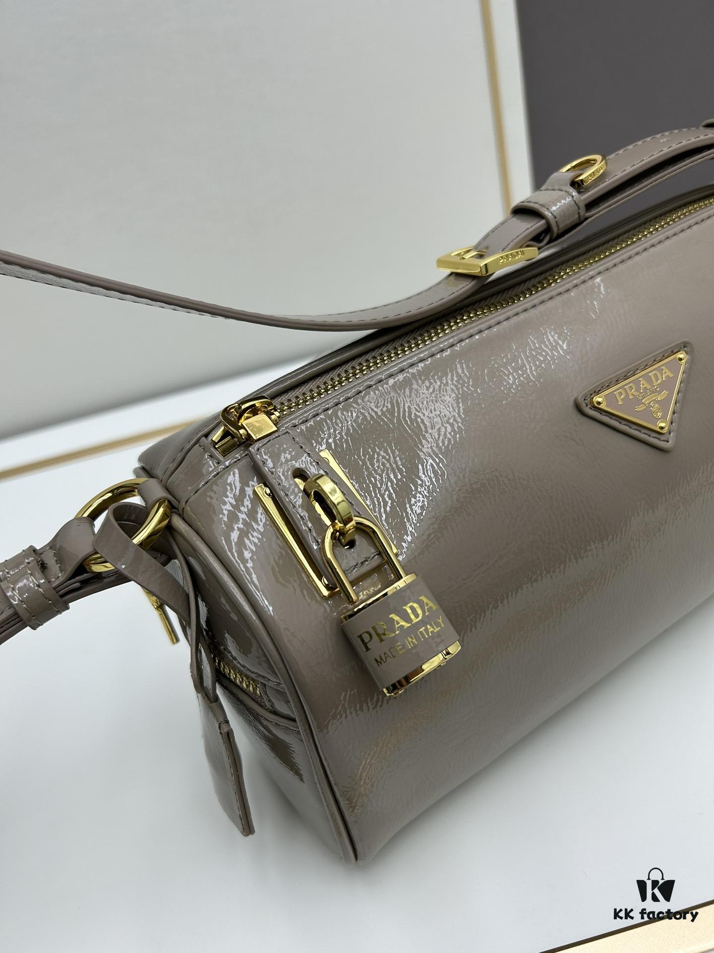 6930bae86e68136f4d9ae7af PRADA New Arrival Original Quality Full-Grain Wrinkled Painted Calfskin - Suede Lock Bag