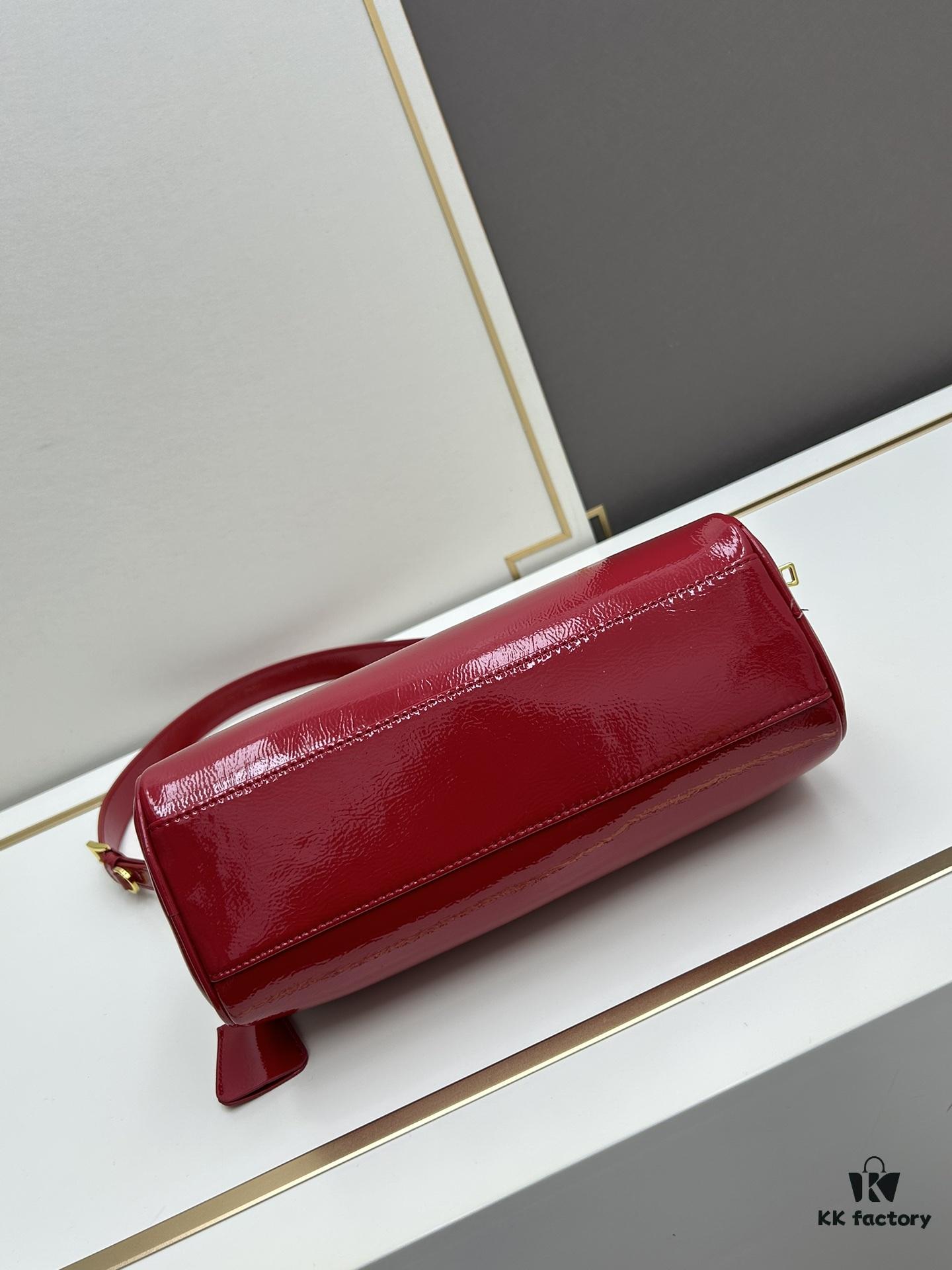 6930bb046e68136f4d9ae7da PRADA Genuine Full-Grain Wrinkled Lacquer Calfskin & Suede Shoulder Bag - Original Order Quality with Matching Store Hardware