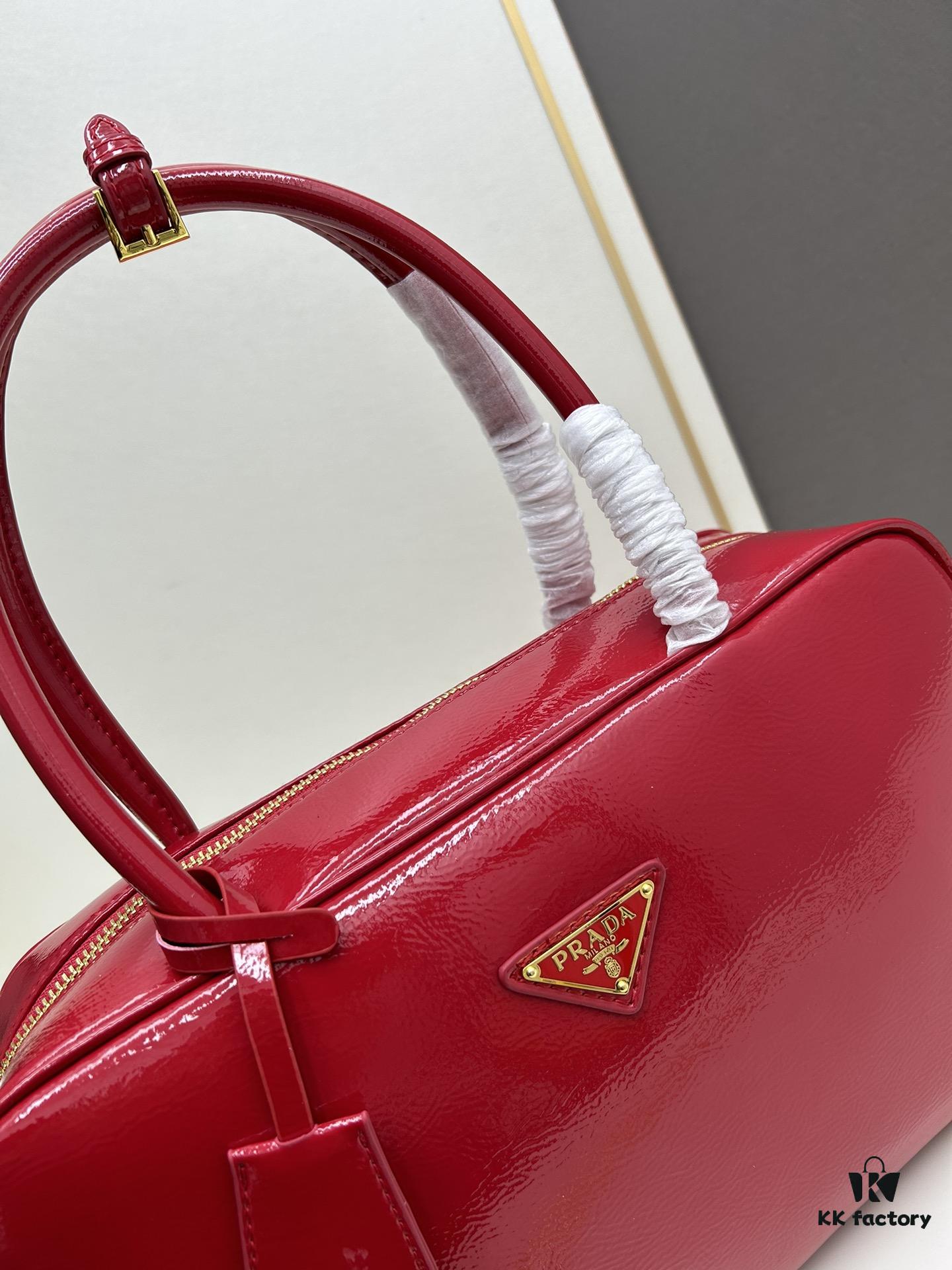 Nylon with Leather Trim, Full Leather 🎉PRADA Counter New Arrival🎉 [Original Order Quality + Matching Cabinet Hardware] Nylon and Top-Grain Calfskin Lock Bag