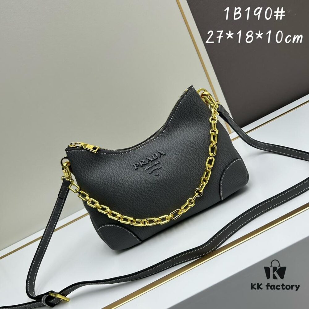 6930bb186e68136f4d9ae7fd PRADA New Launch Hit (Leather Shoulder Strap + Chain Crossbody) Fashionable Horn Bag with Retro-Modern Fusion