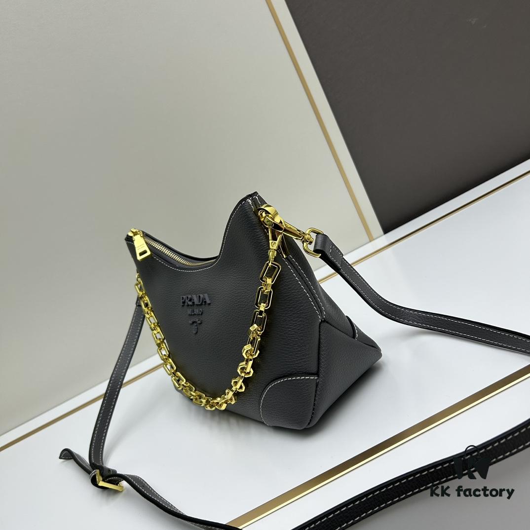 6930bb1a6e68136f4d9ae801 PRADA New Launch Hit (Leather Shoulder Strap + Chain Crossbody) Fashionable Horn Bag with Retro-Modern Fusion