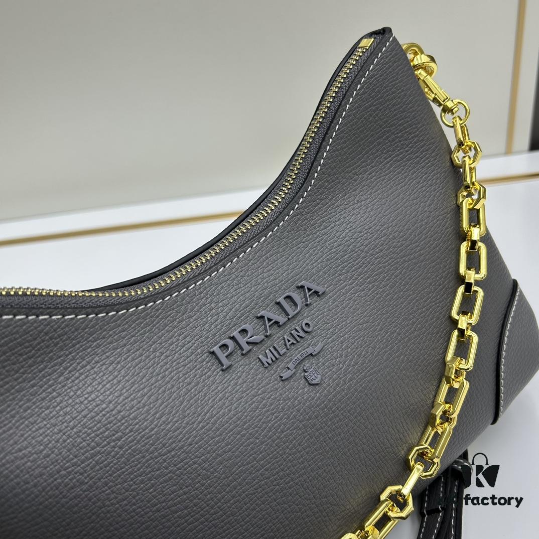 6930bb1b6e68136f4d9ae803 PRADA New Launch Hit (Leather Shoulder Strap + Chain Crossbody) Fashionable Horn Bag with Retro-Modern Fusion