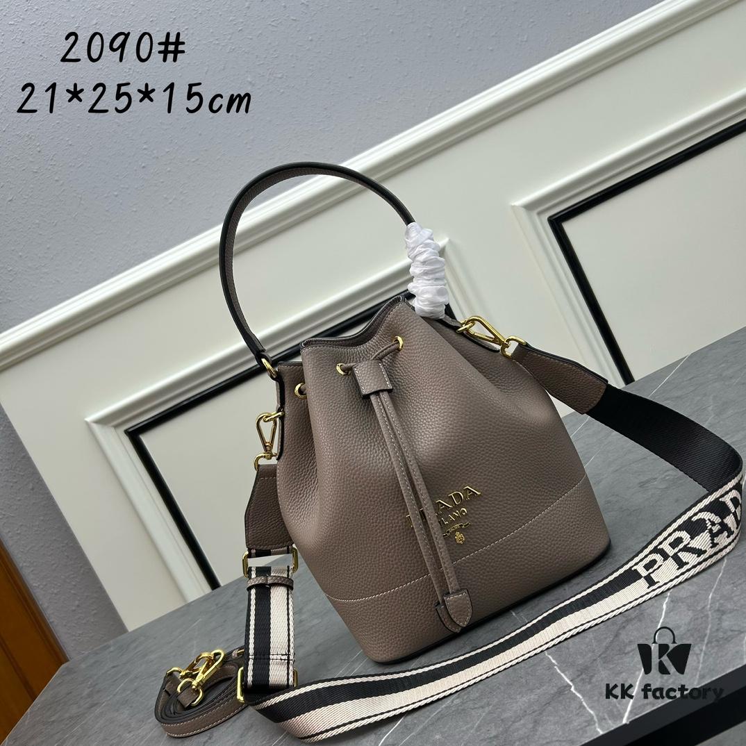 Prada New Arrival, Calfskin with Lychee Texture, Dual Strap Design, Stylish and Practical