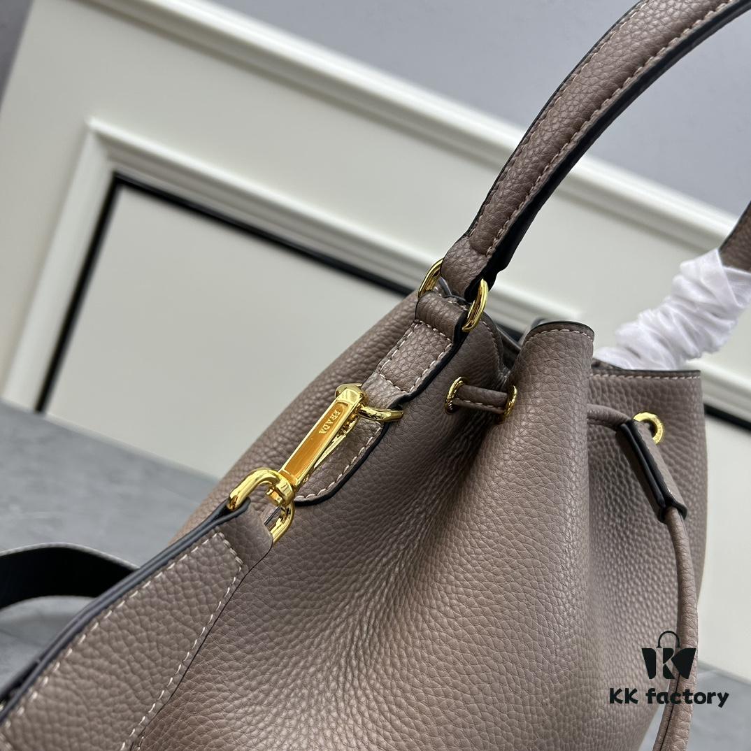 Prada New Arrival, Calfskin with Lychee Texture, Dual Strap Design, Stylish and Practical