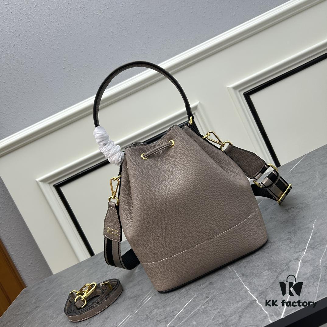 Prada New Arrival, Calfskin with Lychee Texture, Dual Strap Design, Stylish and Practical