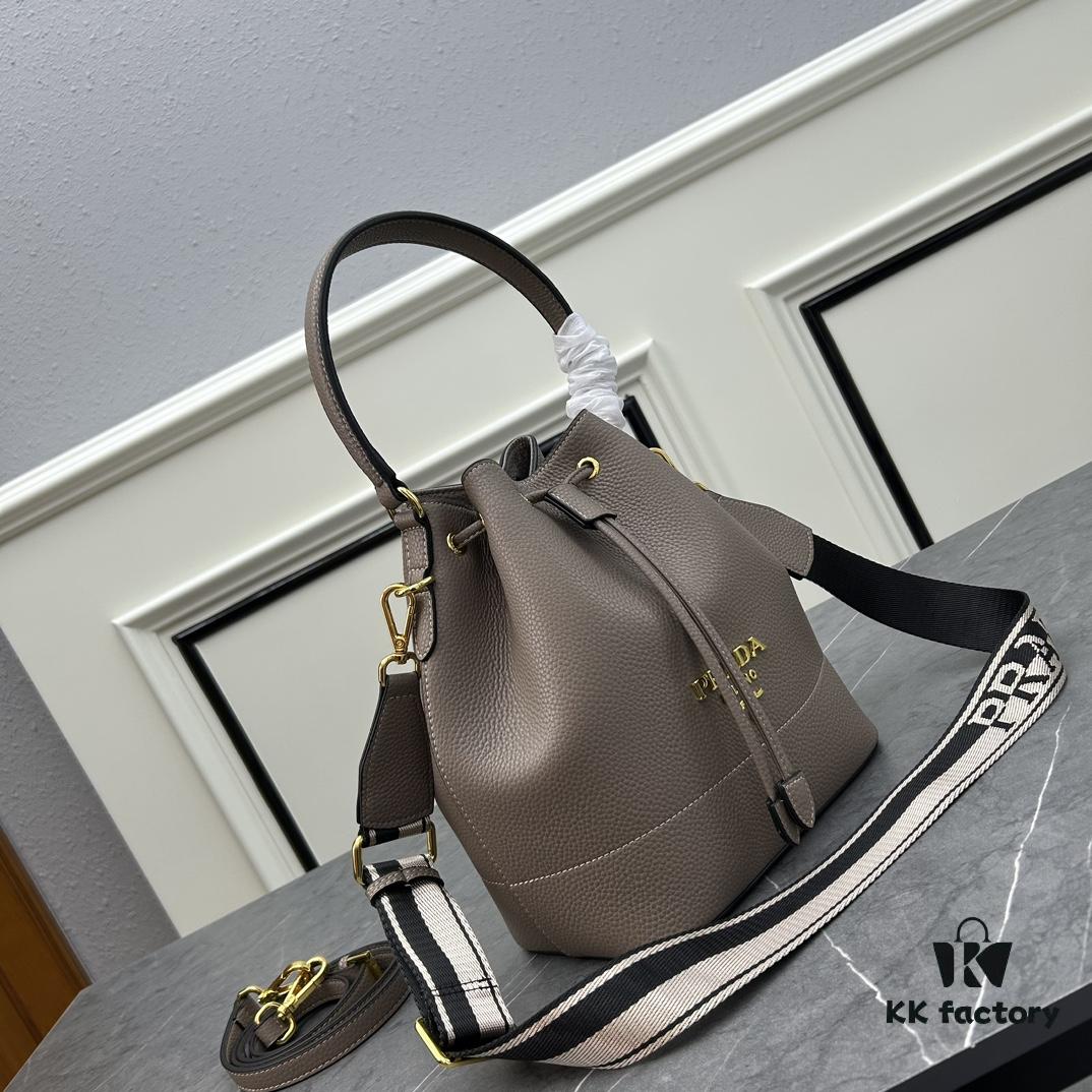 Prada New Arrival, Calfskin with Lychee Texture, Dual Strap Design, Stylish and Practical
