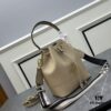Prada New Arrival, Calfskin Leather with Pebbled Texture, Comes with Two Straps – One Leather Strap and One Colorful Woven Strap, Stylish and Versatile for Any Look