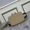 Prada New Arrival, Calfskin Leather with Pebbled Texture, Comes with Two Straps – One Leather Strap and One Colorful Woven Strap, Stylish and Versatile for Any Look