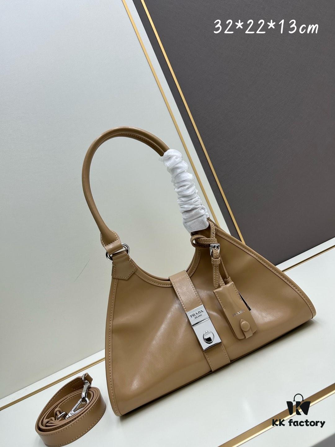 6930bbce6e68136f4d9ae929 PRADA New Arrival Shoulder Bag (Full Leather Series) - Premium Top-Grain Oil-Waxed Calfskin, Adjustable Handle, Detachable Keychain, Zipper & Lock Closure