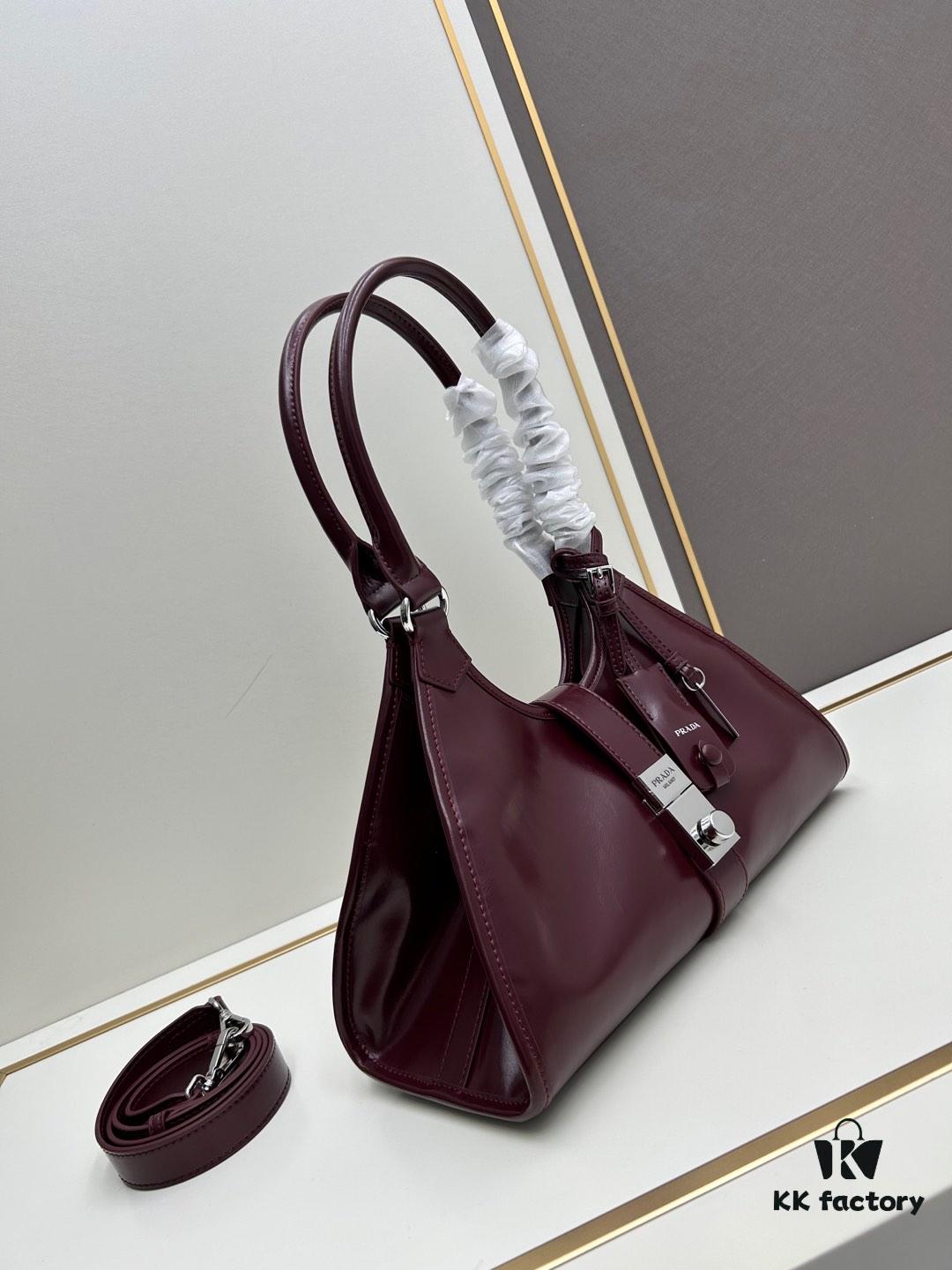 6930bbd86e68136f4d9ae93c PRADA New Arrival Genuine Full-Grain Oil-Waxed Calfskin Shoulder Bag