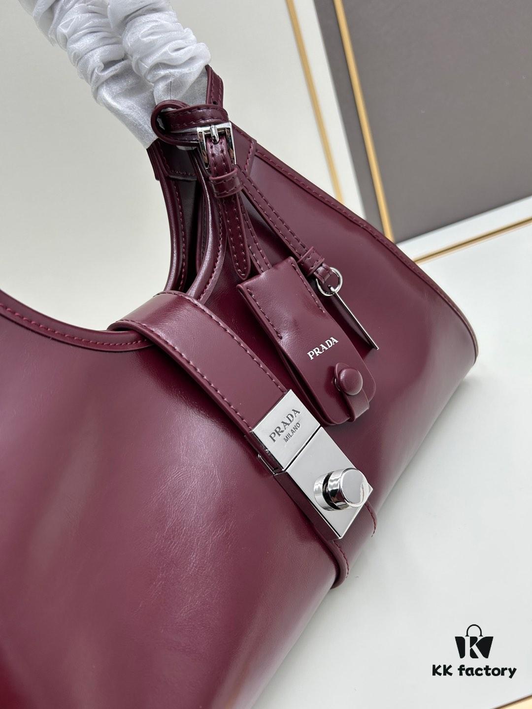6930bbd96e68136f4d9ae93e PRADA New Arrival Genuine Full-Grain Oil-Waxed Calfskin Shoulder Bag